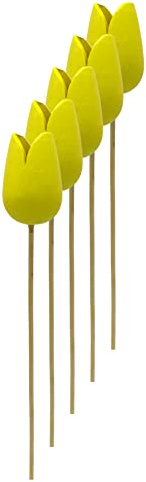 Holz Dekostecker Tulpe 4 x 36cm gelb 5 Stück Garten-Deko Blumen-Stecker künstlich Holzblume Tulip