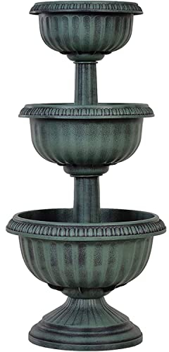 3 Tier Garden Planter Flowers Patio Display Stable Base Outdoor Flower Pots (Green)