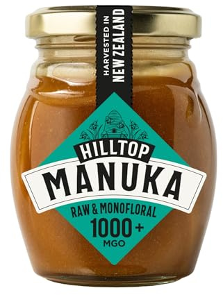 Hilltop Honey Manuka Honey MGO 1000+ | Certified Monofloral New Zealand Manuka Honey | Premium High Strength Active Manuka Honey | 225g | Packaging May Vary