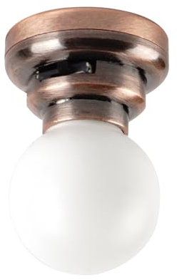 1:12 Scale Miniature Copper Ceiling Light Fixture - Battery Powered Lighting for Dollhouse, Roombox and Diorama