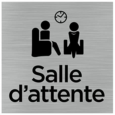 Pictogramme Salle d'attente (Q1036), pictogramme Salon. Signalisation Porte 150 x 150 mm. Autocollant souple ou plaque alu brossé 2 mm ep. - Plaque aluminium brossé - Plaque aluminium brossé -