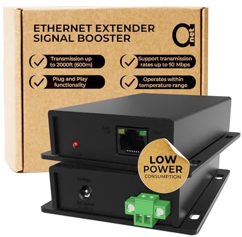 Ethernet Range Extender 600m 2000ft Over Twisted UTP kit or BNC Cable or Copper Wire - Compatible with Any Ethernet Device - LAN Distance Repeater Booster Bridge - BNC to 2PIN adapters in Set