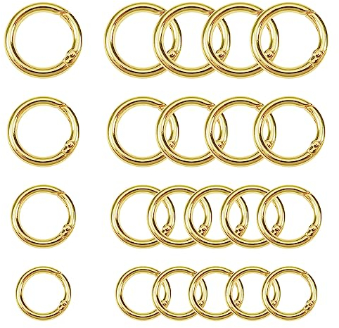 TOAOB 20 Stück Karabiner Rund Gold 20mm bis 35mm Ring Karabinerring O Ring Legierung Schlüsselring Ringe Schnalle DIY Schlüsselanhänger Zubehör für Schlüsselanhänger Geldbeutel Bastelarbeiten
