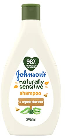 Johnson's Baby Naturally Sensitive Bagnetto, Bagnoschiuma bambini naturale per pelli sensibili, Docciaschiuma bambini con formula Non Più Lacrime, Bagnoschiuma neonato vegano con Aloe Vera, 395 ml