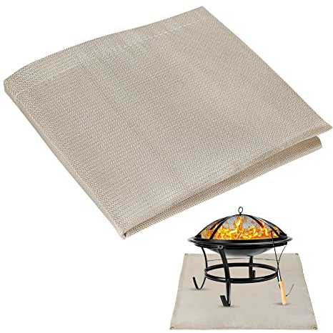 Blueshyhall Feuerfeste Unterlage, 93 * 80 cm Grillmatte Bodenschutz, Brandschutzmatte Feuerschutzmatte Grillteppich für Feuerschalen, Feuerkörbe, Kaminofen, Feuerfeste Unterlage Camping Outdoor