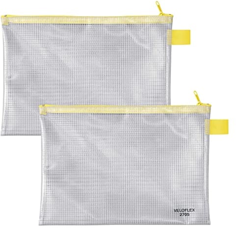 VELOFLEX A270500 - Reißverschlusstasche DIN A5, 2 Stück, 250 x 180 mm, Dokumententasche aus gewebeverstärktem PVC