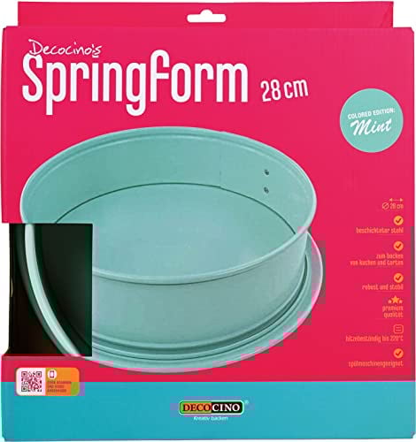 DECOCINO Springform Ø 28 cm - Mint Edition - hochwertige Backform mit Antihaftbeschichtung, zum Backen von Kuchen, Torten uvm. - spülmaschinengeeignet