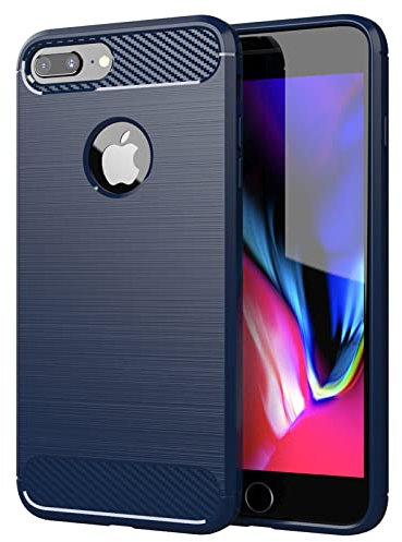 STICHY Custodia Morbida per iPhone 8Plus in Fibra di Carbonio TPU Cover Posteriore Pesante per iPhone 7 Plus Custodia Protettiva Completa in Silicone,Blu,Per iPhone 8 Plus