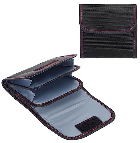 PATIKIL Lens Filter Case, 3-Pocket Camera Filter Case Portable Lens Filter Pouch Photography with Belt Loop Fit Camera Bag Strap Pocket Drone for 25mm-82mm, Black Red