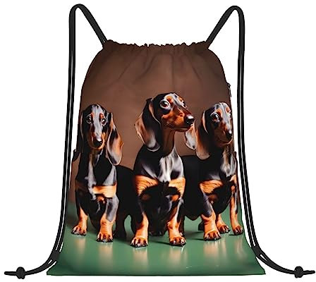 PIXOLE Rucksack mit Hirsch-Jagd-Druck, Kordelzug, wasserabweisend, Sporttasche, Schwimmtasche für Männer und Frauen, Dackel Weiner Hund, Einheitsgröße