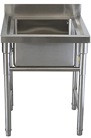 Fregadero de servicio y preparación de cocina comercial de acero inoxidable 304 con 1 compartimento, plateado - 50x50x90cm/60x60x90cm