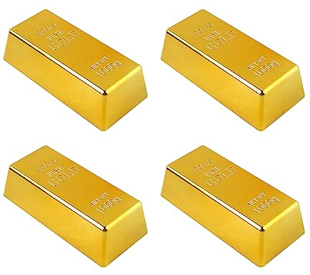 Gefälschte Goldene Ziegel, Realistischer Goldbarren, Gefälschter Goldener Ziegel Für Handwerk, Goldbarren Für Filmrequisite Neuheit Geschenk Scherz (16.5x7.5x4.5cm, 1/2/3/4 Stück)