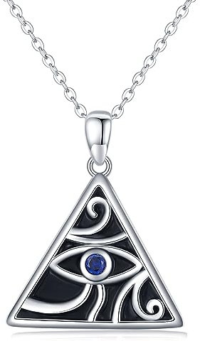 Twoowl Auge des Horus Halskette für Damen 925 Sterling Silber Auge des Horus Anhänger Ägypten Schutz Anhänger Ägyptischer Schmuck Halloween Geschenke für Damen Herren