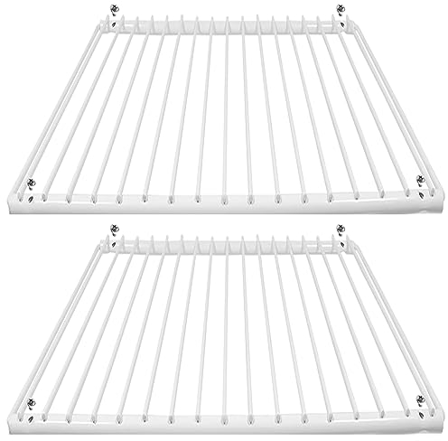 SPARES2GO Fridge Shelf compatible with Electrolux Refrigerator Freezer Adjustable White Plastic Coated Extendable (Pack of 2 Shelves, Large, 425mm - 670mm x 320mm)