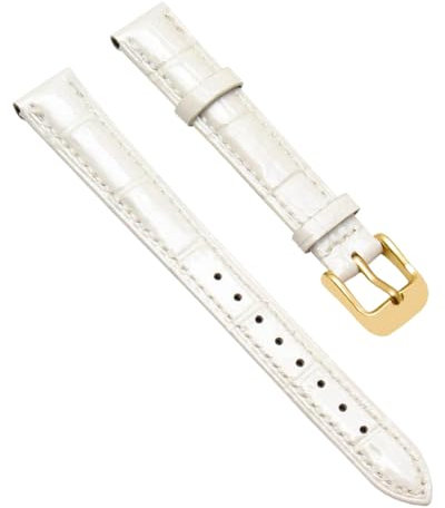 Chlikeyi Uhrenarmband Damen-Uhrenarmband aus Leder, Weißes Gold, 17 mm