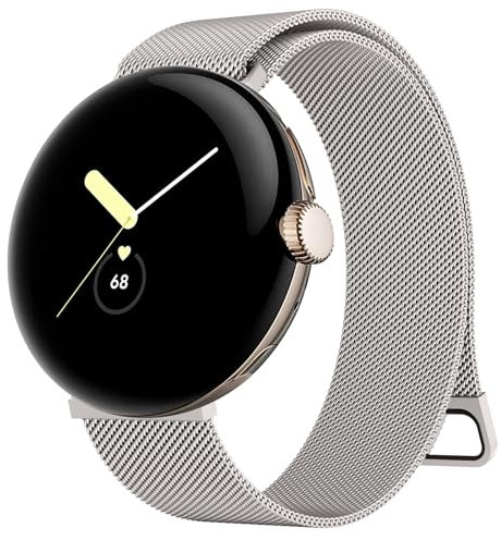 Tobfit Magnetisches Edelstahl Armband für Google Pixel Watch 1/2 - Mesh Metall Ersatzband für Herren und Damen (Starlight)