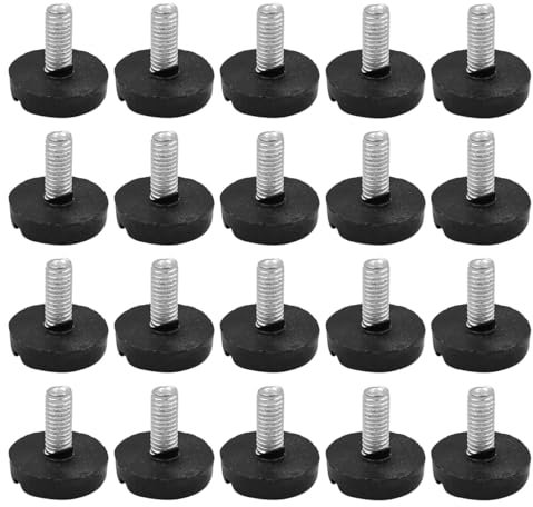 Tiardey 20 pcs M6 Pieds de Nivellement Poteau Fileté Réglable Pied de Nivellement Meubles Glissement 15mm