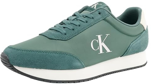 Calvin Klein Herren Runner Sneaker Retro Iconic Schuhe, Grün (Green Palm/Creamy White), 40