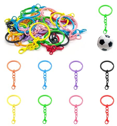 XCSJ 24 Stück Schlüsselring mit Kette Karabinerverschluss Schlüsselringe 25mm Schlüsselanhänger Kette Key Rings Metall Bunt Schlüsselringe für Schlüssel, Basteln, DIY Schmuckherstellung (8 Farben)