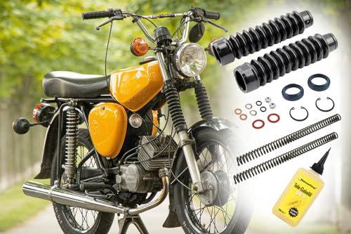 Telegabel Reparaturset 2x Druckfeder 3,2mm, 2x Faltenbalg, Öl, Simmerringe, Normteile für Simson S50 S51 S70 S53 S83, 19-teilig