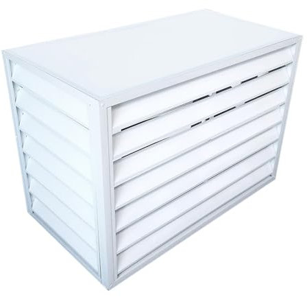 Cache Climatiseur Exterieur Aluminium, Couverture De Climatiseur, Cache Pompe A Chaleur, Support De Climatiseur À Persiennes AC Clôture Protection De Unité Autoportante (Color : Wit, Size : 1.5P-L10