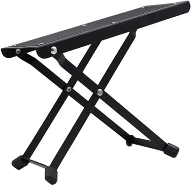 Gitarren-Fußbank aus Metall, rutschfest, faltbar, 4 Stufen, höhenverstellbar, Holz, zusammenklappbar, für Gitarre, Bass, Gitarre, Fußstütze