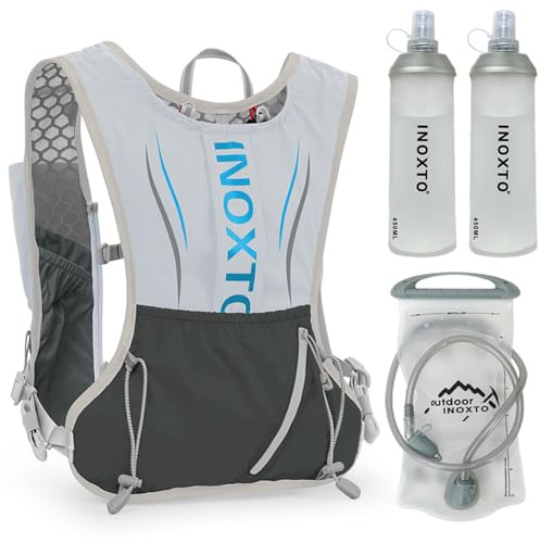 doorslay Zaino ultraleggero da 5 l, per bere, gilet da bere, zaino Trail Run con bolla d'acqua da 1,5 l o 2 bottiglie d'acqua da 450 ml, zaino da corsa, campeggio, escursionismo, maratona