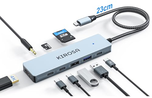 USB C Hub Docking Station: 9-in-1 Multiport Adapter mit 4K HDMI USB3.0 Type-C PD 3.5mm AUX and TF/SD Card Reader, USB C Dock Kompatibel für MacBook Pro/Air iPad Surface Book usw Geräte