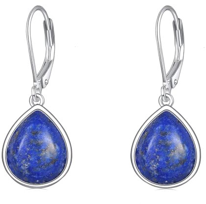 POPLYKE Lapis Lazuli Ohrringe für Frauen Sterling Silber Lapis Lazuli Teardrop Ohrringe Lapis Lazuli Schmuck Geschenk (Lapis Lazuli)