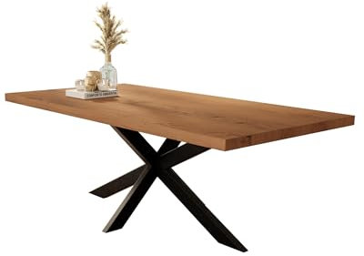 Liadomo Esstisch Paris - Moderner Industrial Tisch aus Massivholz - 30mm Tischplatte Geölt - Unikat - Handgefertigt & Made in Europe (Spider-Gestell Metall, 80 x 120 x 76 cm)