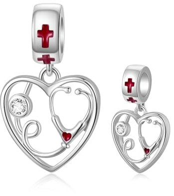 PROESS Krankenschwester Charm für Armband 925 Sterlingsilber Stethoskop Krankenpflege Charm Medizinischer Schmuck für Ärzte Medizinstudenten Krankenschwester Geschenke für Frauen