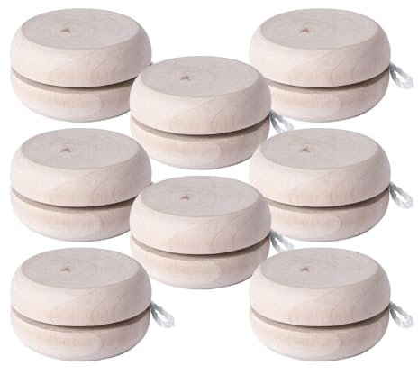JEKA 8er Set JoJo aus Holz zum Anmalen, Yoyo als Mitgebsel Kindergeburtstag, Gastgeschenk Hochzeit, Kleinigkeit zum Schulanfang, Kinderparty