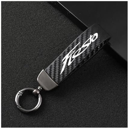 Genérico Llavero Coche para Ford Fiesta, Llavero de Microfiber Cuero con el Anillo Giratorio en D,Black