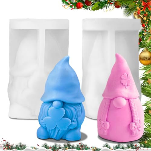 2 Pcs 3D Silicone Gnome Moulds - Cast Christmas Gnomes, Scented Stones & Chocolates