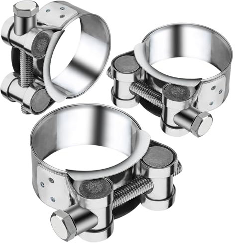 T Bolt Hose Clamps 44-47mm Exhaust Pipe Clamp 3 Pieces Heavy Duty Tube Clamps 304 Stainless Steel Bolt Clip Band Width 22mm for Exhaust Hose Water Pipe Attachment