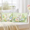 Bonhause 2er Set Kissenbezüge Frühlings Hase 30 x 50 cm Kaninchen Blumen Grün Dekorative Kissenhülle Zierkissenbezüge für Sofa Schlafzimmer Zuhause Garten Dekoration