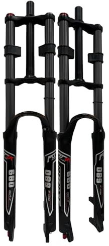 Forcella Pneumatica for Bici 26 27.5 29 Pollici Mountain Bike Forcelle Anteriori DH Forcella Ammortizzante Regolazione del Ritorno Corsa 180mm Bloccaggio Manuale 9 * 100mm QR(Black,29in)