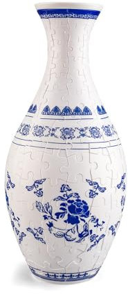 3D Vase Jigsaw Puzzles for Adults,160 Pieces Curved Jigsaw Puzzle Flower Vases,Art Puzzle Vase,Detachable Puzzles Planter,Unique Flower Vases for Flowers Arrangement and Home Decor (Blue and white)