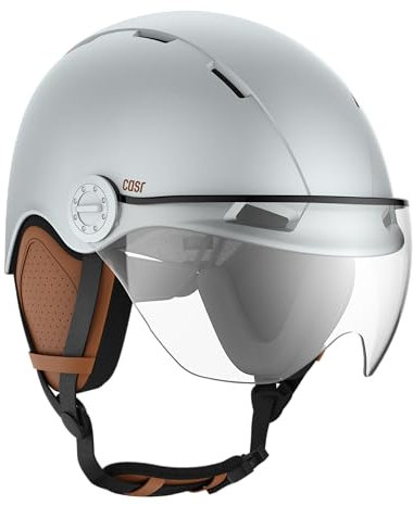 CASR Style – Urbaner Lifestyle-Helm für Fahrrad & E-Scooter – Transparentes Visier & Abnehmbare Ohrpolster – Optimaler Komfort für Damen & Herren – Blaugrau – Größe L