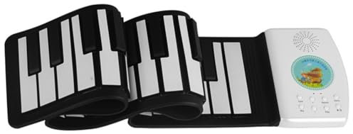 NJTHNTJR 49 -Key Electronic Hand Roll Piano Portable Keyboard Silicone Soft Piano Bluetooth Compatible Children'S Gift White