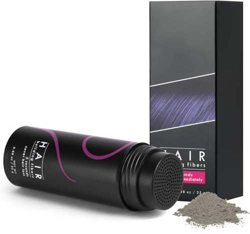 Streuhaar zur Haarverdichtung, 25g Haarpuder Vollem Haar in Sekunden Männer und Frauen, Natürlich Unsichtbar Ansatzpuder, Haarausfall und Lichtem Haar Powder(Grau)