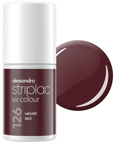 alessandro Striplac Peel-Off UV Gel Nagellack, Velvet Red, 6,5ml | Hochpigmentierter UV Gel Nagellack, bis zu 15 Tage Halt, kratzfest, acetonfrei & abziehbar, HEMA-frei & vegan