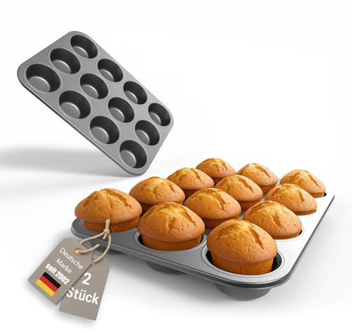 BigDean 2er Set Muffin Backform antihaftbeschichtet Muffinform Muffinblech aus Carbonstahl
