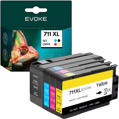 EVOKE 711 XL Patronen Set kompatibel zu HP designjet T120 T125 T130 T520 T525 T530 (CMYK Set) 2420 Seiten 159 ml