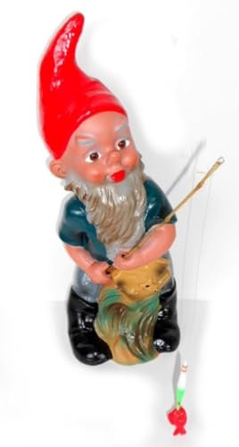 XL Gartenzwerg Zwerg mit Angel Figur 37 cm Kunststoff Gartenfigur Deko