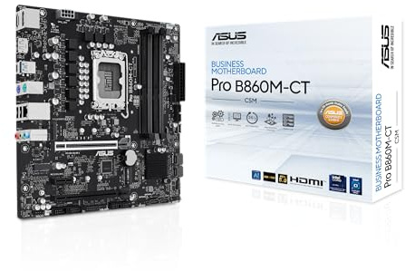 ASUS PRO B860M-CT-CSM Intel® B860 (LGA 1851) mATX Motherboard, PCIe 5.0, DDR5, 2X M.2, Intel® 1G LAN, 2X DP, HDMI, USB Type-C®, TPM IC onboard with Enhanced Security, Reliability and Manageability