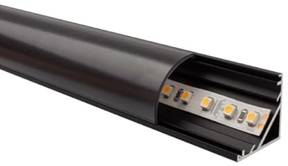 RexTech LED Profil Slim Line, Alu-Eckprofil Schwarz, 2 m, 20 mm | In 1 m, 2 m, 3 m oder 4 m erhältlich, für LED Streifen bis 14 mm, schwarze Abdeckung und Montagezubehör