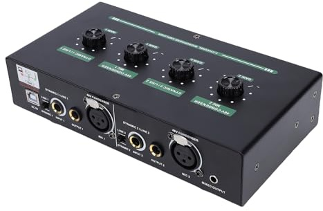 Luocute Alimentatore a 2, Amplificatori per Microfono 48 V con Guadagno di 50 DB e Manopole RGB, Alimentatori per Microfono per Microfoni a Condensatore e Apparecchiature di