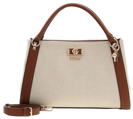 GUESS Handtasche Umhängetasche Karnilla Girlfriend Satchel Natural/Cognac creme