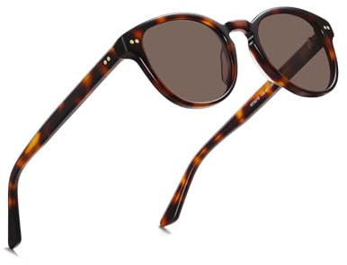 Ricafirla Polarisierte Sonnenbrille Damen, Vintage Stil Ronde Acetat Brille mit UV400 Schutz für Kleine Gesichter